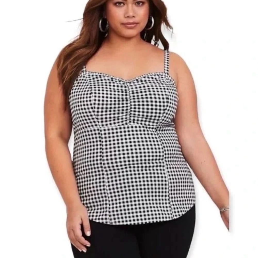 NWT Torrid sz1 (1X) Black and White Gingham Sweetheart Corset Style Tank Top…